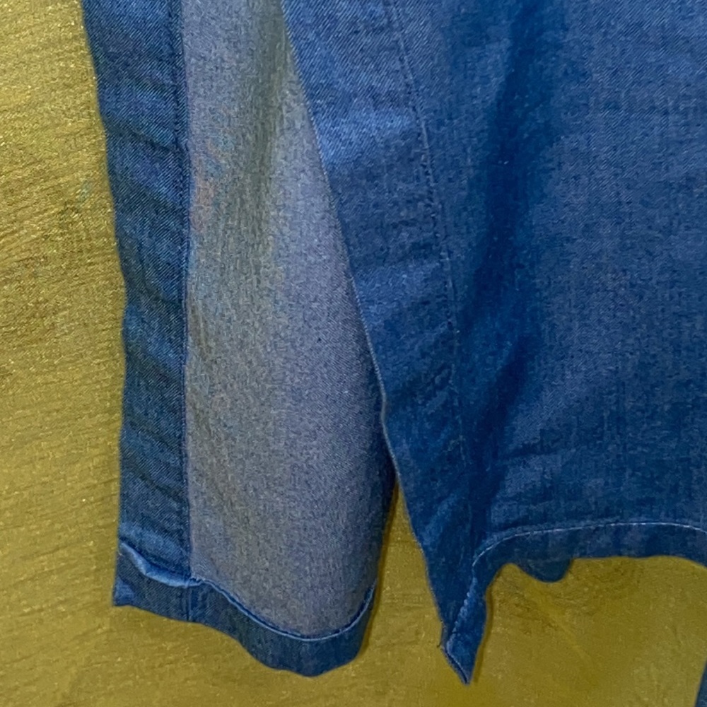 DENIM DUSTER BLUE LONG SLEEVES COLLAR SPLITS SZ XS - Picture 11 of 11